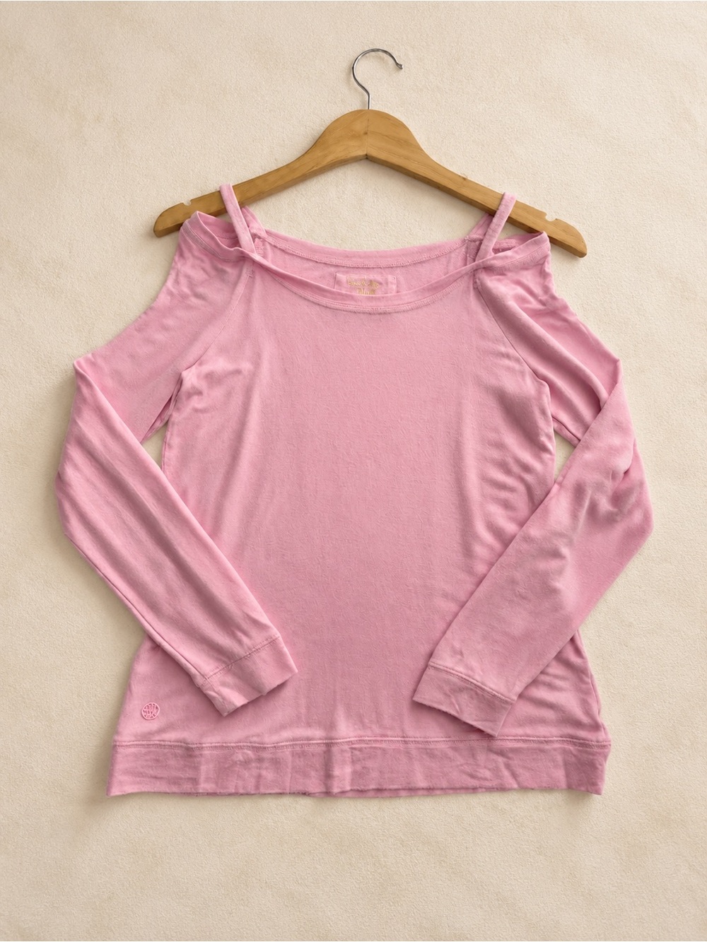 Lilly Pulitzer Luxletic XS Pink Off-Shoulder Strappy Long-Sleeve Top